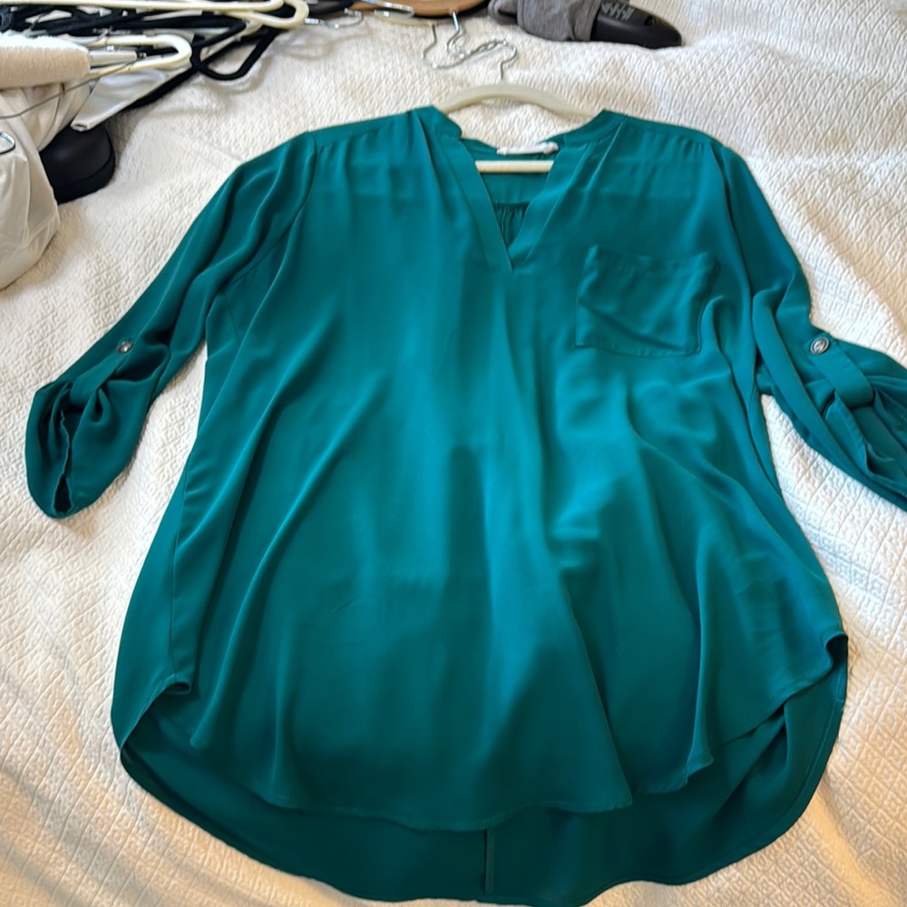 Teal V-Neck Women's Top